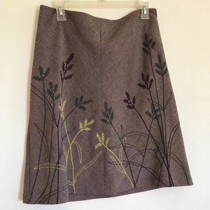 NWOT Karen Kane a-line purple embroidered skirt